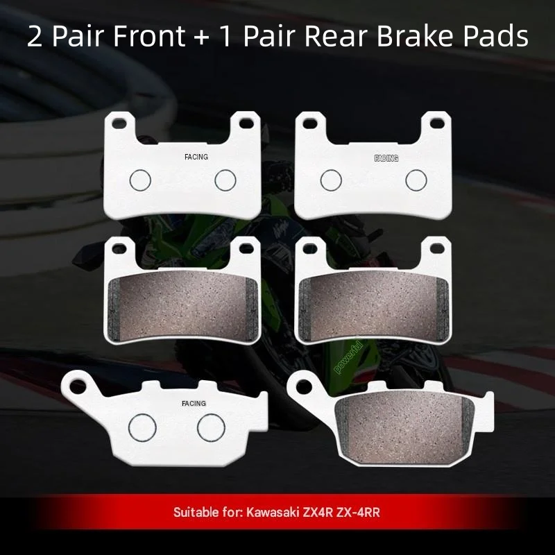 For Kawasaki ZX4R ZX‑4RR Carbon‑Copper Based Brake Pads, Low‑Abnormal‑Noise High‑Friction Disc Brake Pads Mod Accessories