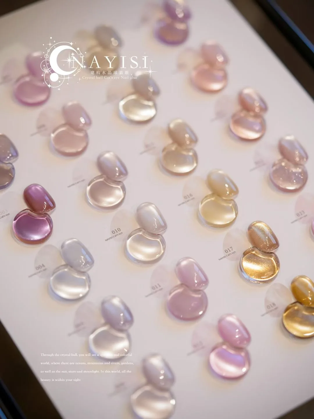 NAYISI 2025 nuevo juego de Gel de uñas de ojo de gato de luz de luna de 24 colores sin HEMA Gel UV no tóxico sin TPO gran oferta botella de producto de exposición de belleza