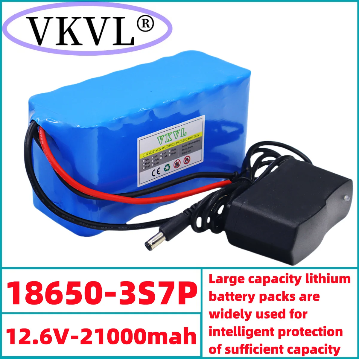 

3S7P12V21000mah rechargeable lithium-ion battery, suitable for LED lights, speakers, backup camera 12V mobile power supply, etc