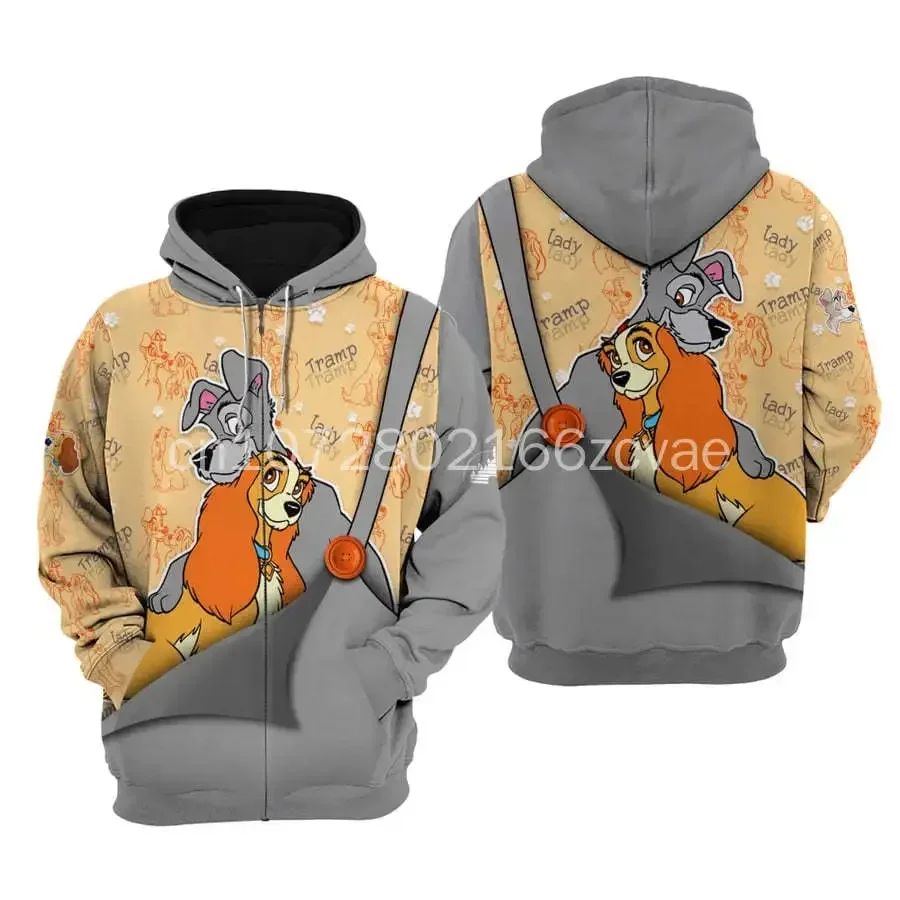 Disney-sudaderas con capucha de manga larga para hombre y mujer, ropa de calle informal de Hip Hop, Y2k, dama y Tramp, novedad de 2024