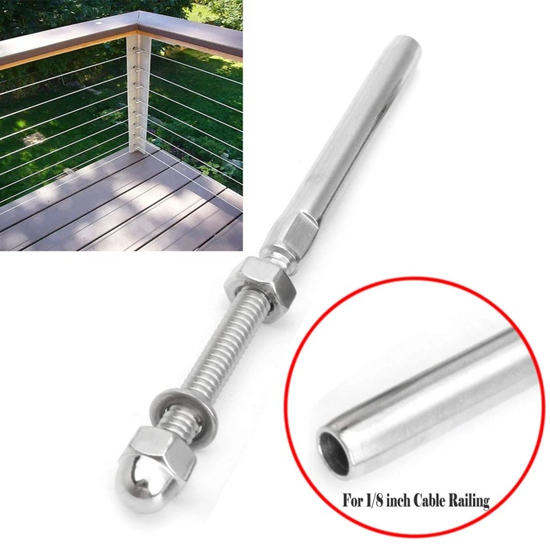 Threaded Bolt And Pedal Ball Cable Railing Kit End Fitting 0.32 Cm,T316 Marine Grade Stainless Steel Stair Tread Rail Wood Colum