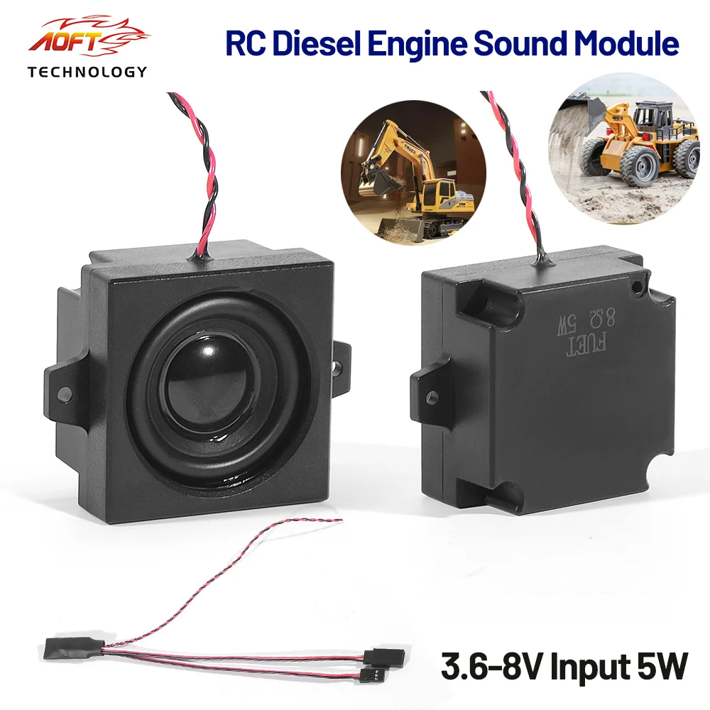 RC Diesel Engine Sound Module Simulation 5W 3.6-8V Input for RC Construction Vehicle Container Truck Excavator Model DIY Parts
