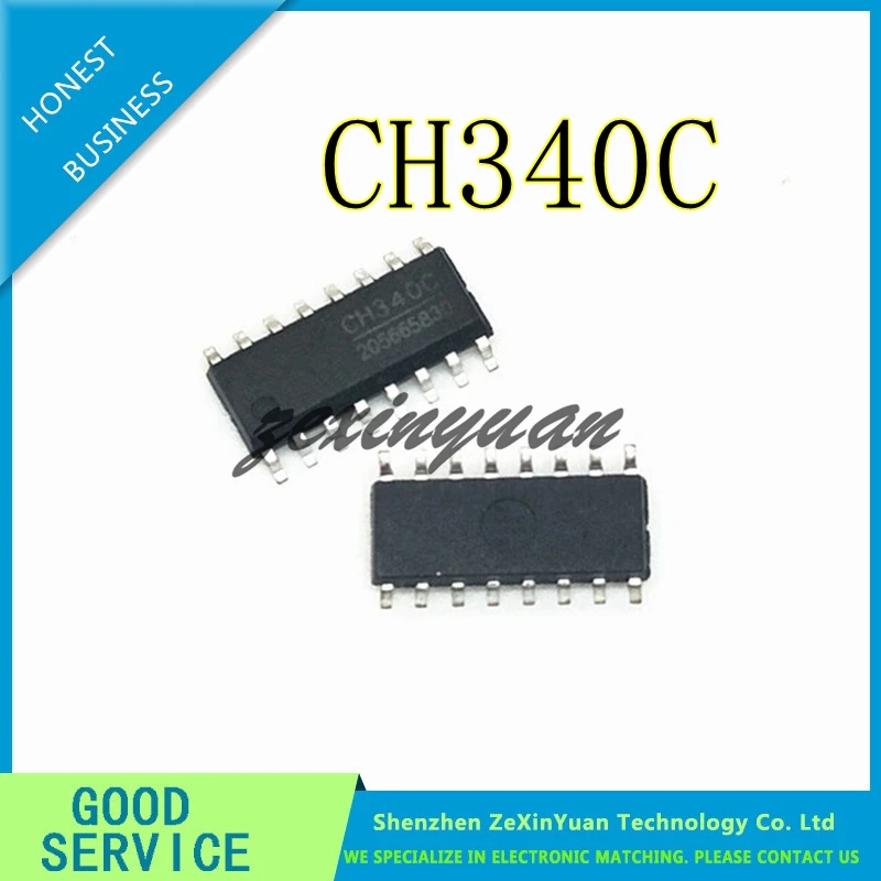 CH340 SOP-USB الأصلي إلى رقاقة المنفذ التسلسلي ، CH340C ، SOP-16 ، جديد ، 10 قطعة ، 20 قطعة ، 50 قطعة