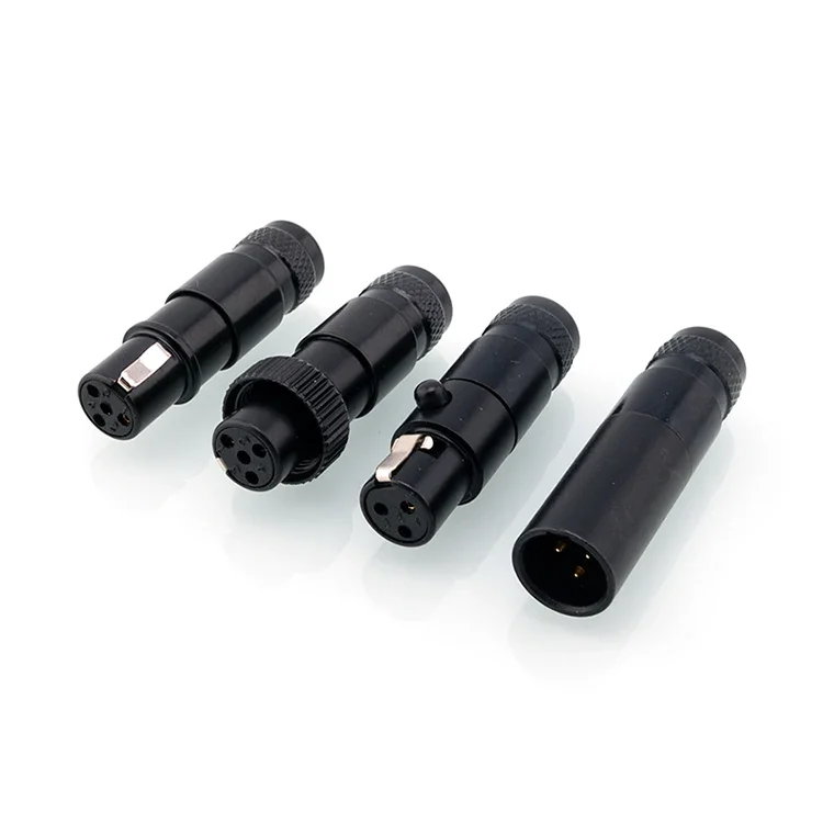 Mini XLR 3/4Pin Male Female Plug XLR Audio Microphone Connector MIC for Cable Soldering Straight Adapter Monitor Power Plug TA4F