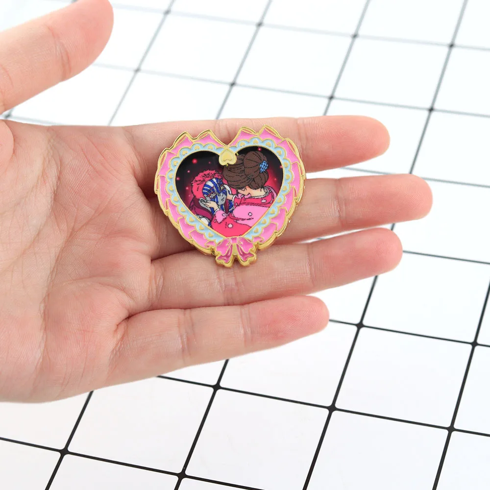 Akaza und Koyuki Paar Emaille-Brosche Rosa Herz Schleife Abzeichen Fan-Sammlerstück Anime-Merchandise Accessoires Geschenk für Freunde – Detail 9