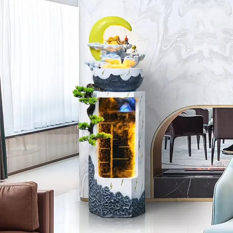 Chinese Indoor Rockery Outdoor Waterfall Flowing Water Fountain Modern Furniture European Humidifier Luxury Feng Shui