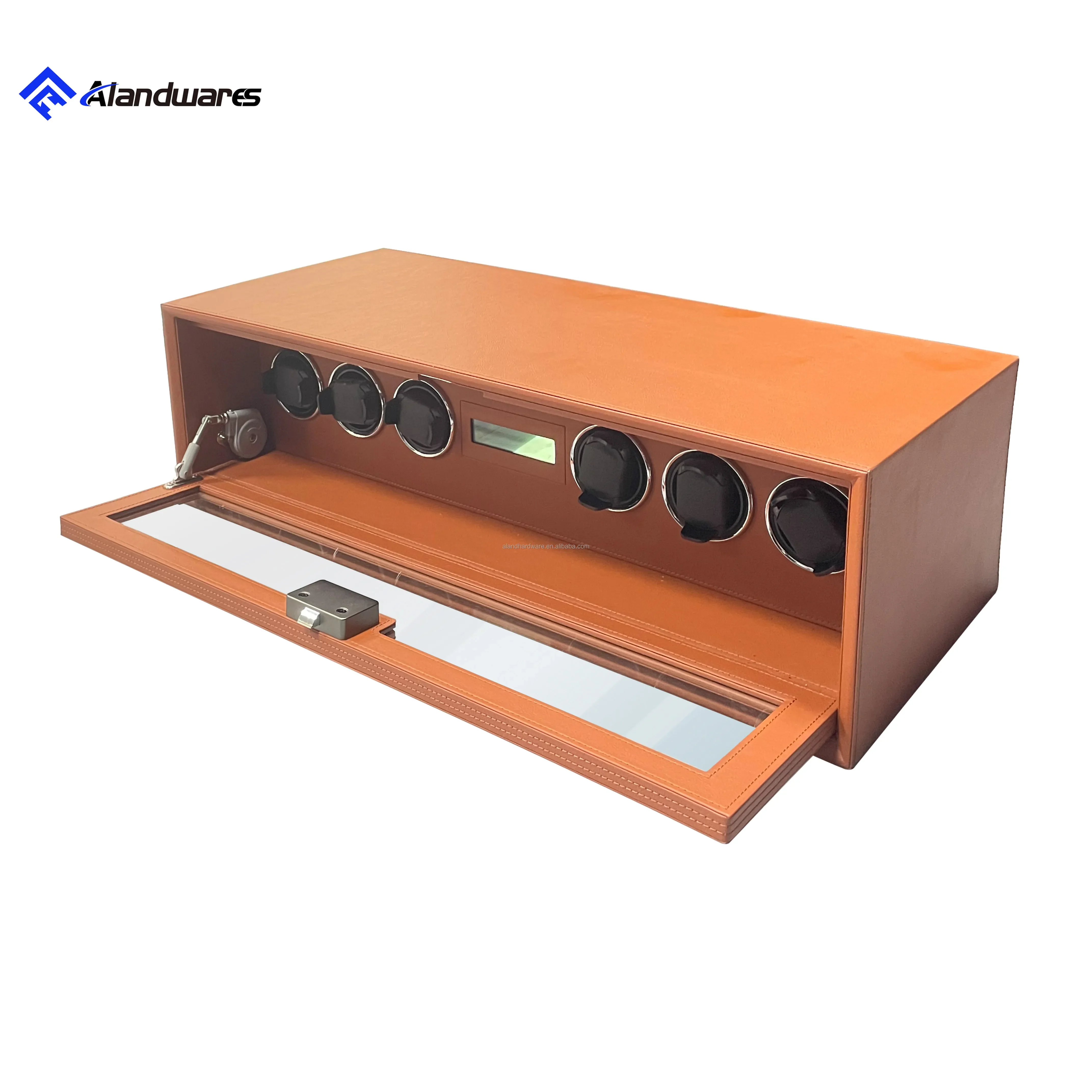 China Smart Electronic Orange PU Leather Safe Deposit Box Home Fingerprint Access Digital Lock for Jewelry Storage Bedroom