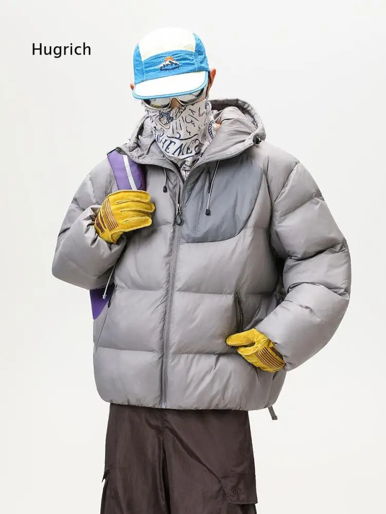 Men Oversized Hooded Padded Outer Jacket Long Sleeve Adjustable Drawstring Hood Outerwear For Cool Season Daily Matching