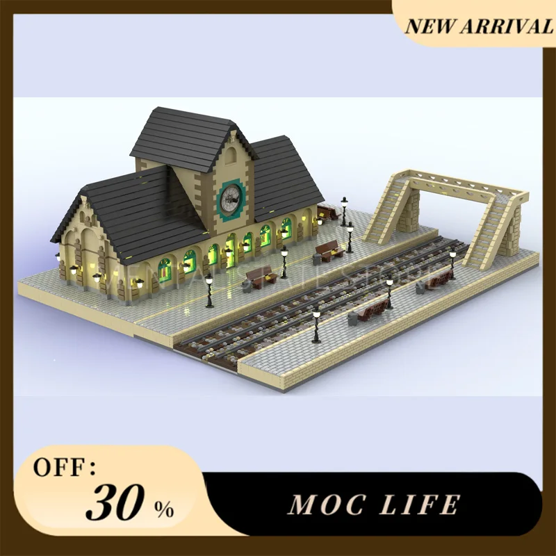 

НОВЫЙ 4005 шт. индивидуальные MOC Train Station строительные блоки технология кирпичи DIY творческая сборка образовательные игрушки праздничные подарки