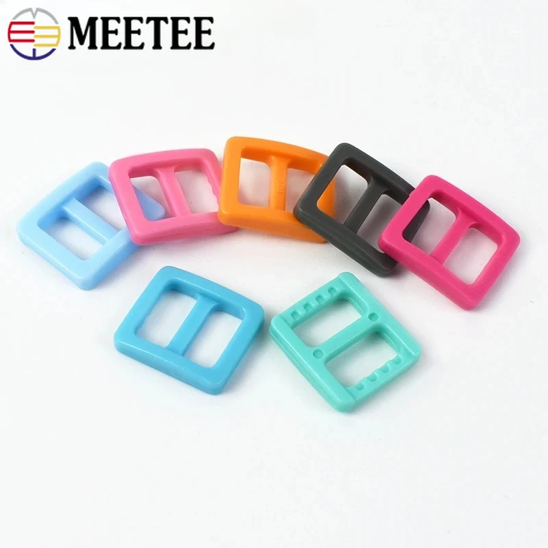 

100/200Pcs 10mm Colorful Plastic Release Buckle Pet Collar Adjust Buckles Belt Bag Strap Tri-Glide Slider Clasp Crafts Supplies