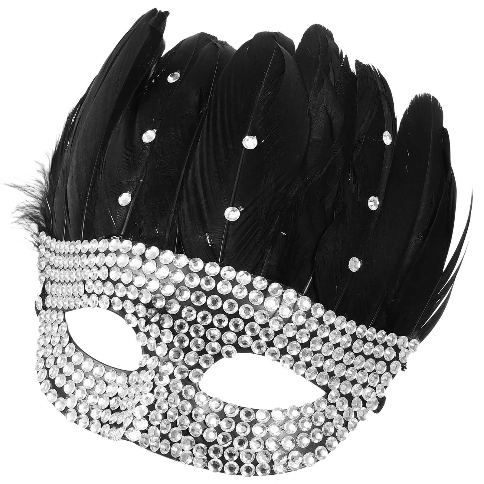 Strass meia máscara para adultos festivo pluma decoração máscara criativa prop para halloween masquerade cosplay festa traje feminino