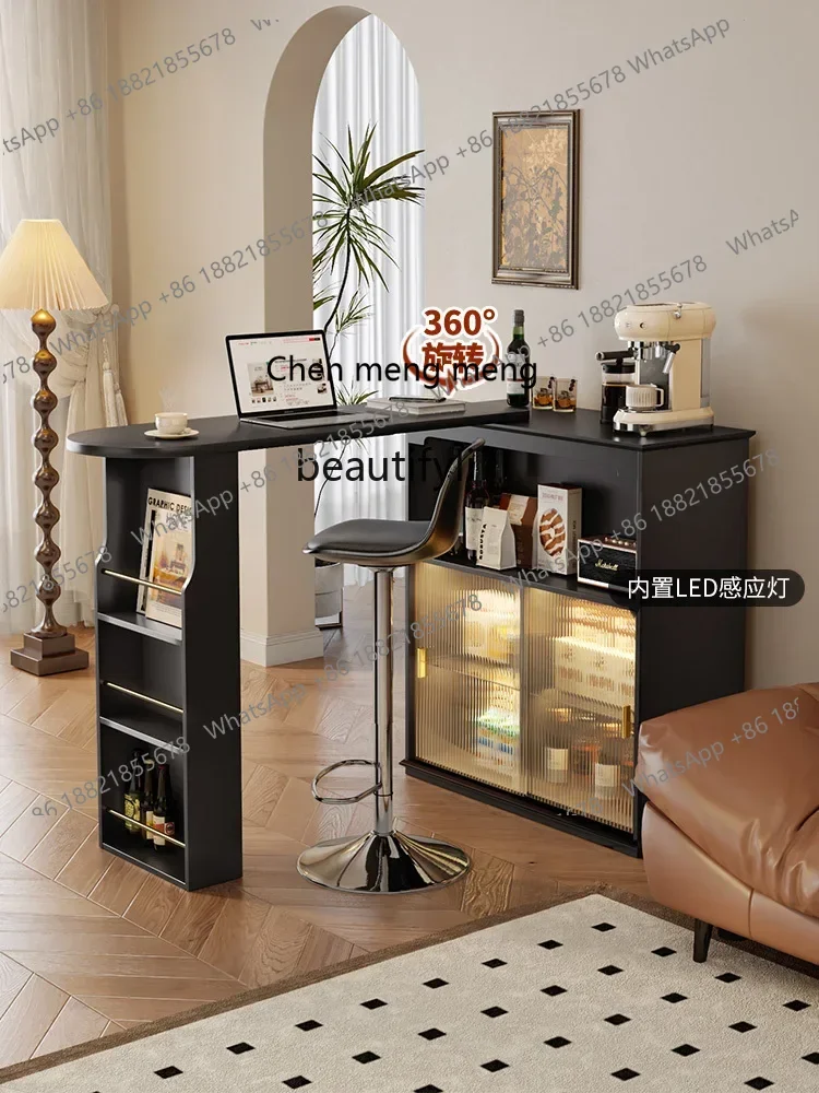 

American bar table, living room double-sided partition cabinet, household retractable work table, small bar cabinet