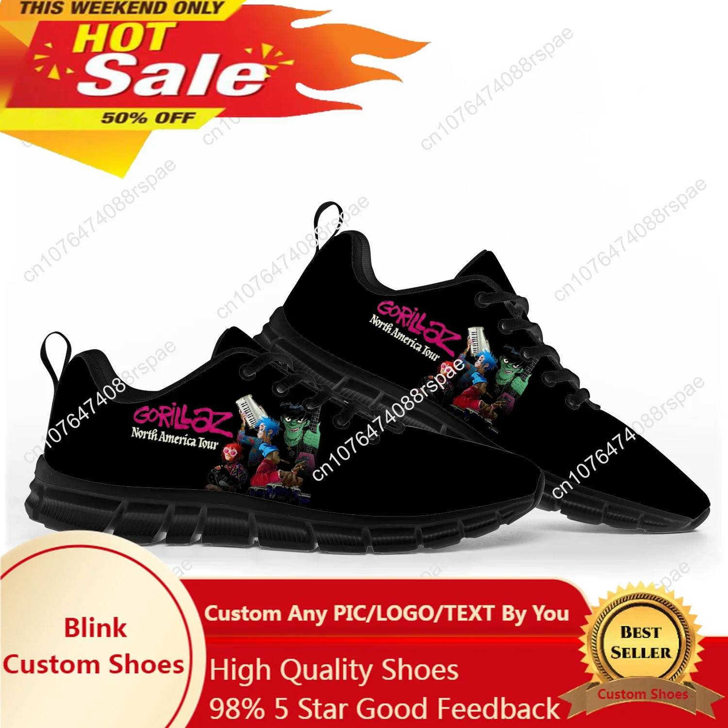 

Gorillaz Virtual Rock Band Fashion Sports Shoes Mens Womens Teenager Kids Children Sneakers Custom High Quality Couple Shoes