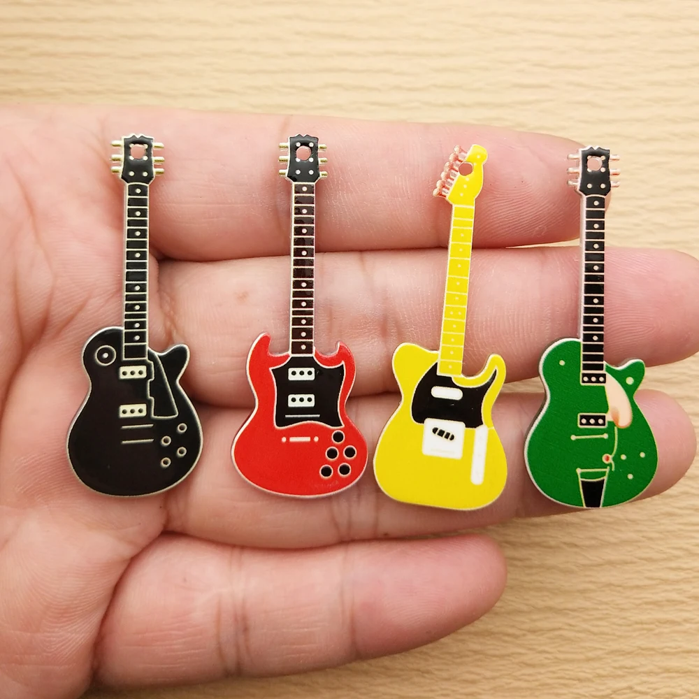 Breloques de guitare musicale en acrylique, 10 pièces, accessoires de bijoux, collier, Bracelet, boucle d'oreille, pendentif, fournitures artisanales de bricolage