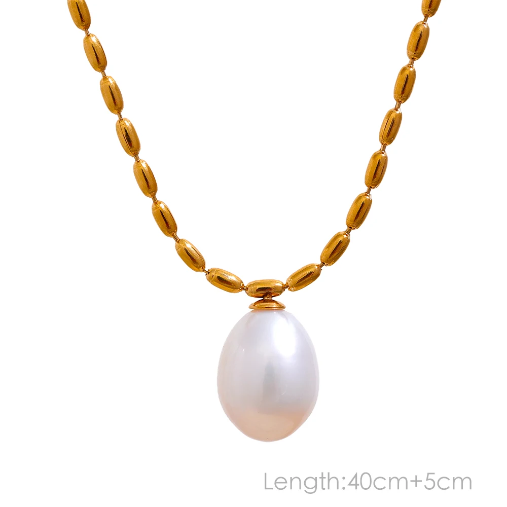 Yhpup Anlauffreie natürliche Perlen, schicke, exquisite Halskette, dünne Kette, Edelstahl, minimalistischer Charm-Kragen, Schmuck für Damen