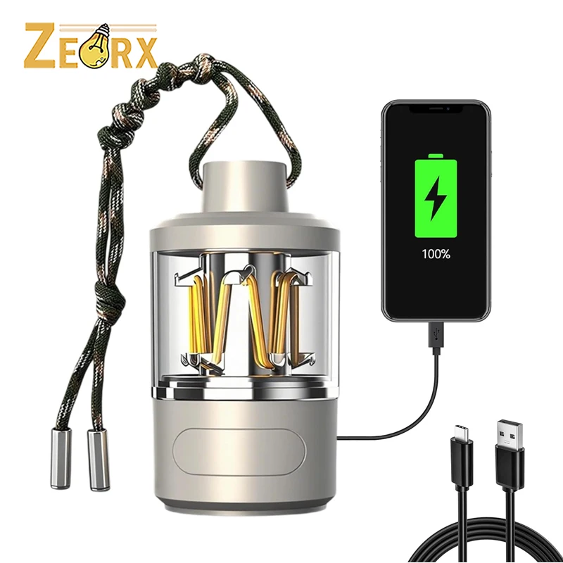 

Portable Camping Lantern, IPX4 Waterproof Camping Lights with 4 Lighting Modes, Hook, Flashlight for Emergency, Hiking, Fishing