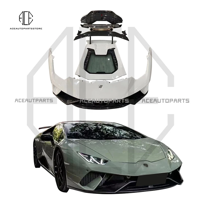 For Lamborghini Huracan LP610 580 half carbon fiber front bumper rear diffuser rear wing spoiler glass hood body kit