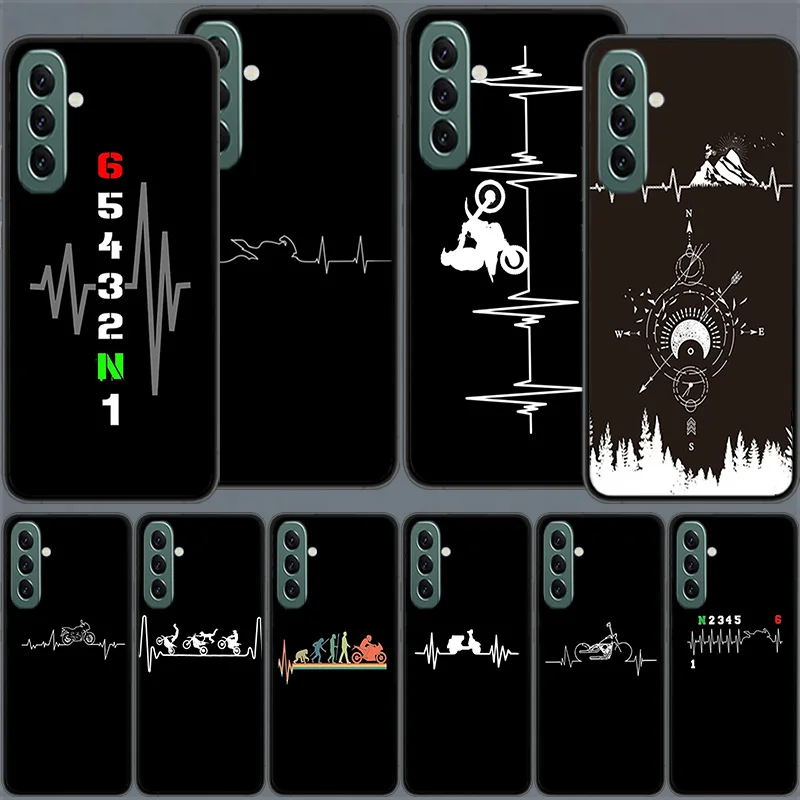 Motorcycle Heartbeat Phone Case For Samsung Galaxy A54 A34 A24 A14 A04 A04S A12 A22 A32 A52S A72 A53 A33 A23 A13 4G A73 A42 5G C