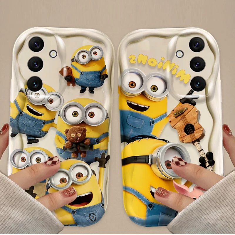 Lovely Cartoon M-Minions 3D Wave Case for Samsung Galaxy A06 A16 A26 A36 A56 A05S A15 A25 A35 A55 A14 A24 A54 A13 A23 A52 A52S