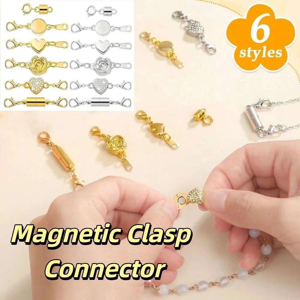 

12Pcs Gold/Silver Magnetic Bracelet Extender Magnetic Locking Double Head Lobster Magnetic Clasp Connector Durable DIY