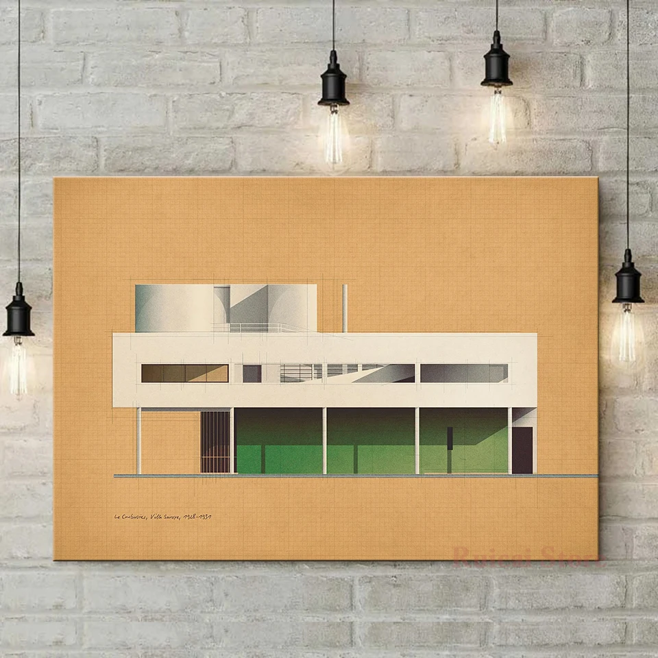 Le Corbusier, Villa Savoye cartel lienzo arte pared de habitación pintura decoración del hogar