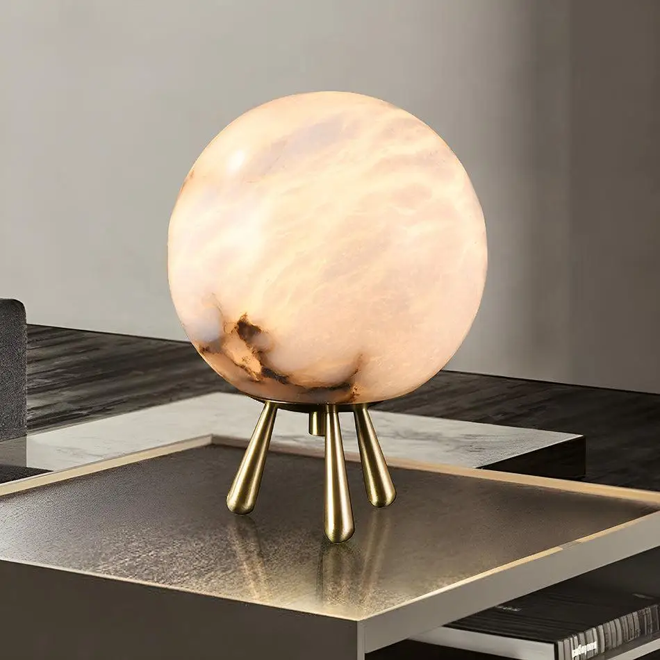 

Full Copper Marble Bedroom Bedside Lamp Bar Table Study LED Desk Lamp Modern Minimalist Style Decorative Table Lamps