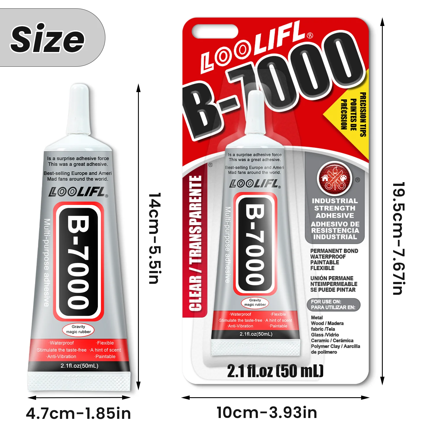 B7000 Rhinestones Glue for Crafts, Transparent Industrial Adhesive for Fabric Phone Repair Jewelery Making Crystal Gem