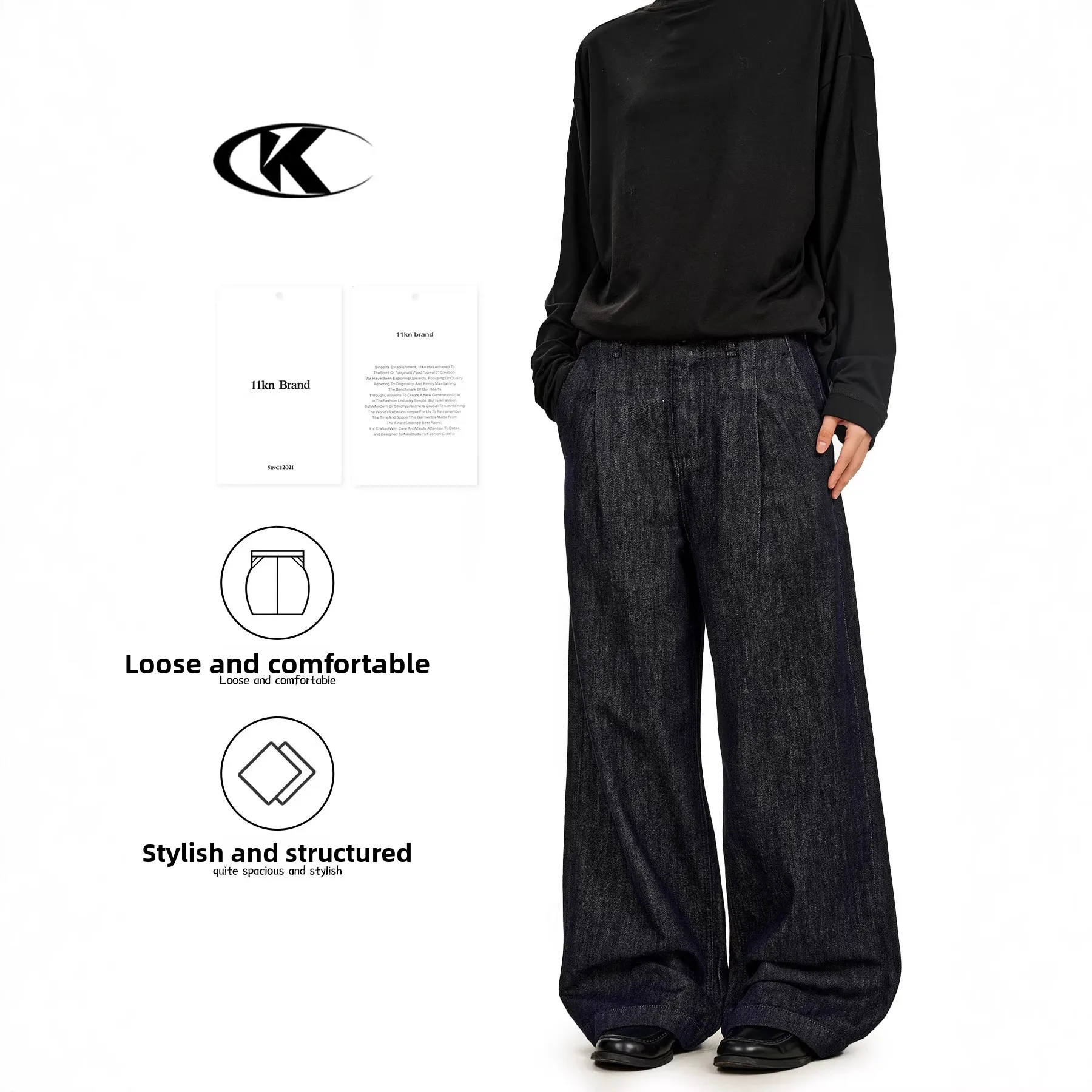 

Джинсы Deep Blue в американском ретро-стиле, унисекс, свободные, прямого кроя, с двойными складками, повседневные, в пол