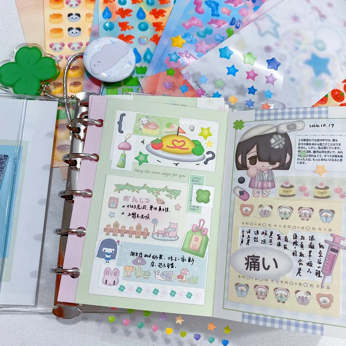 Cute Tomato Stickers Four-leaf Clover Deco Stickers for Scrapbooking Pudding Panda Diy Phone Laptop Decal Sticker