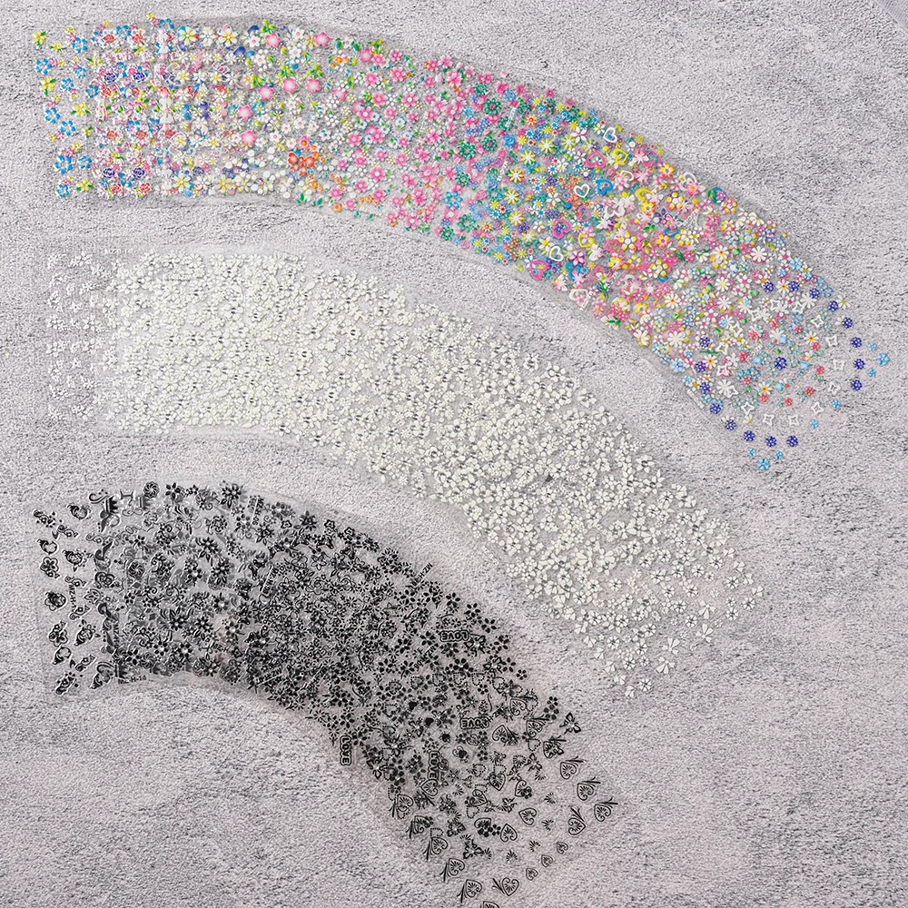 30 個 3D カラフルな花ネイルアートステッカー 6.5*5 センチメートルかわいい春夏花自己粘着デカール DIY マニキュア装飾 Accessorie