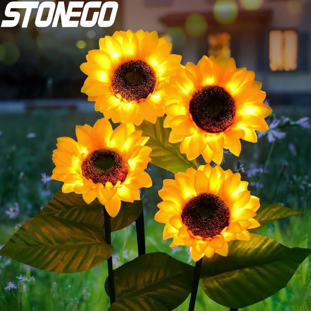 

Solar Powered Realistic Sunflower Outdoor Garden Lights Waterproof Backyard Flower Bed Lighting