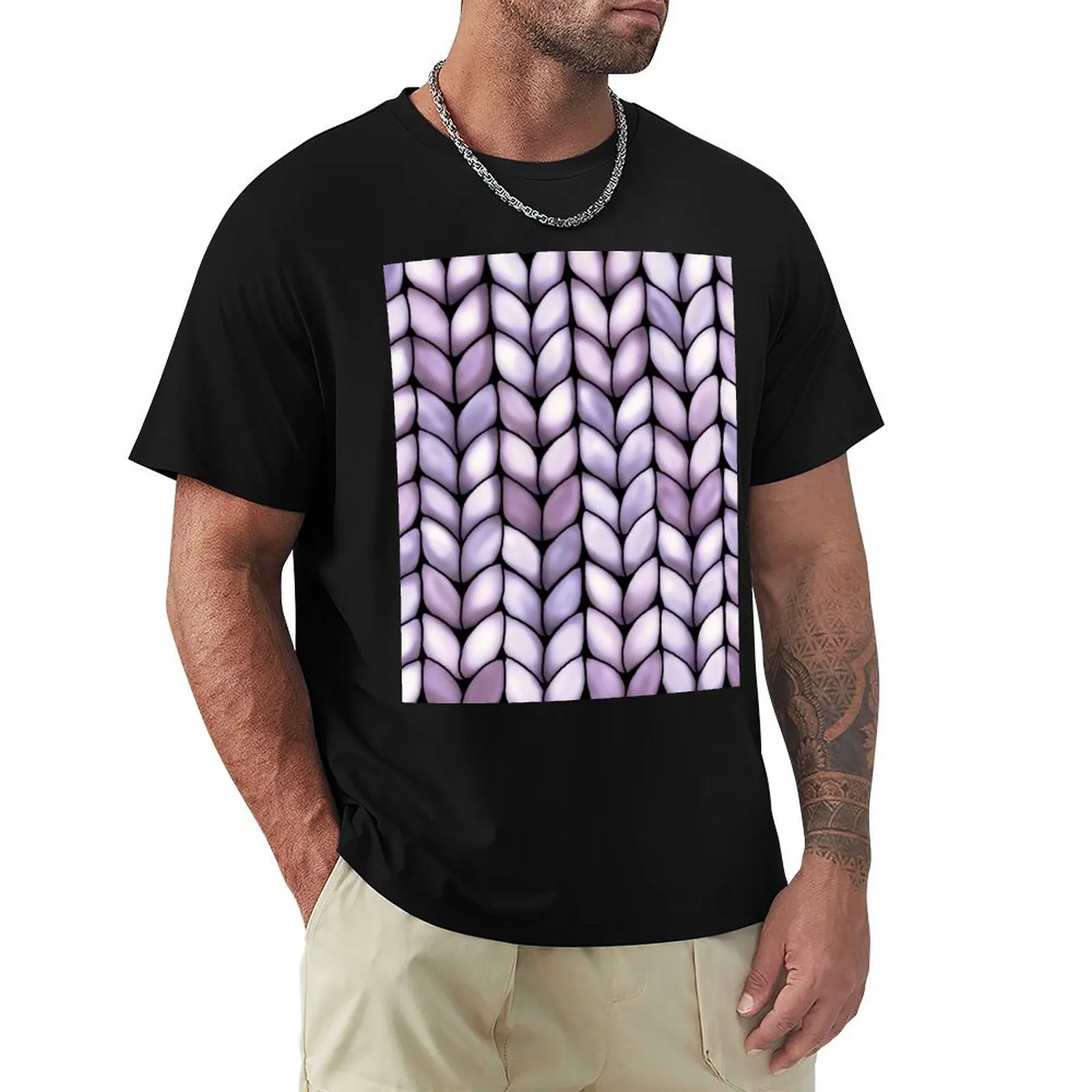 Chunky Lilac Faux Knit T-Shirt man t shirts high quality luxury brand T-Shirt