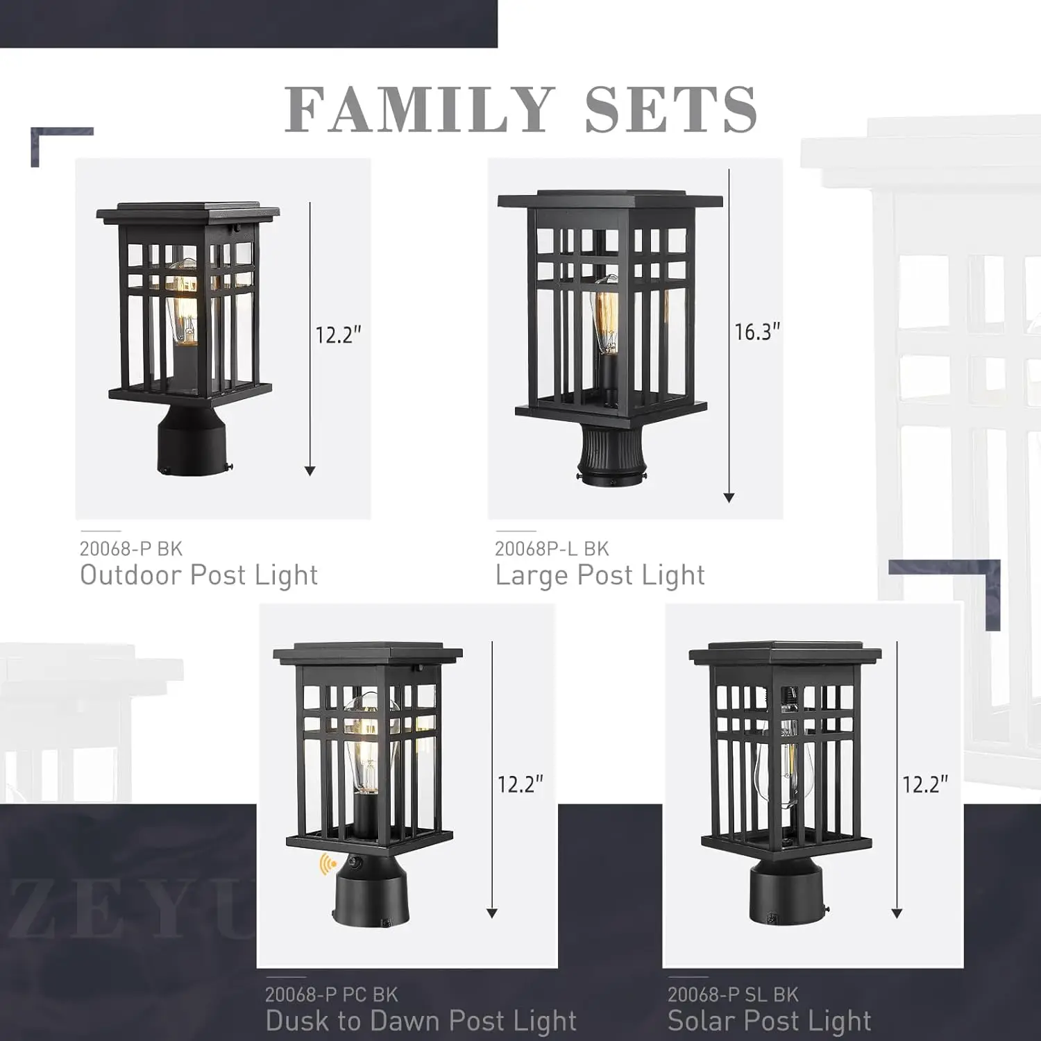 Poste de luz solar de 12 pulgadas, lámpara moderna para exteriores con control remoto, aluminio, acabado negro, vidrio transparente