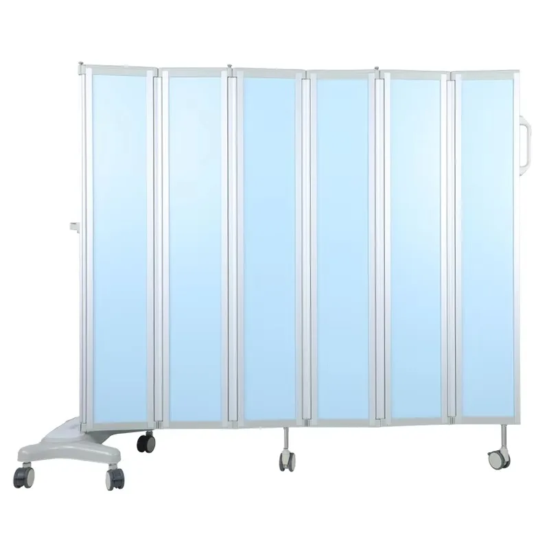 

Hospital Ward 3/4 Clinic Mobile Foldable Medical Screens Folding Curtain Screen with Wheels Luxury Folding Screen