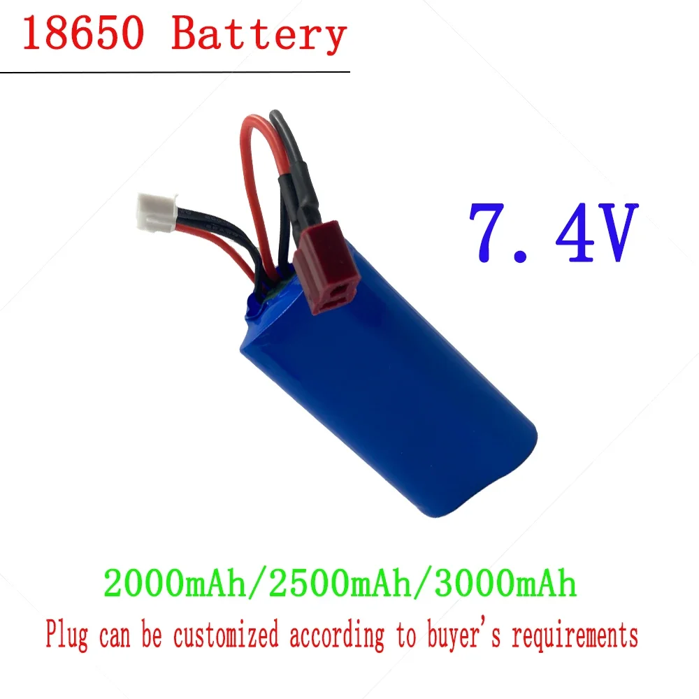 7.4V 18650Li-ion Batery 2000mAh/2500mAh/3000mAh for RC toy car Boats trucks parts T/JST/SM Plug , For wltoys 144001 12428 rc car