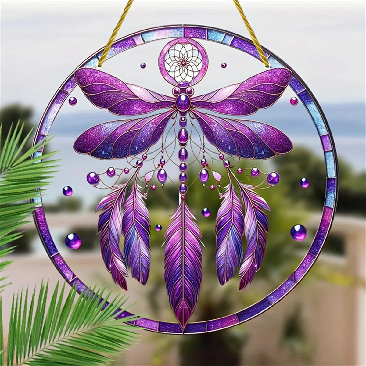 A71P Dragonflys Dreamcatchers قلادة مستديرة اللون قلادة أكريليك مع حبل