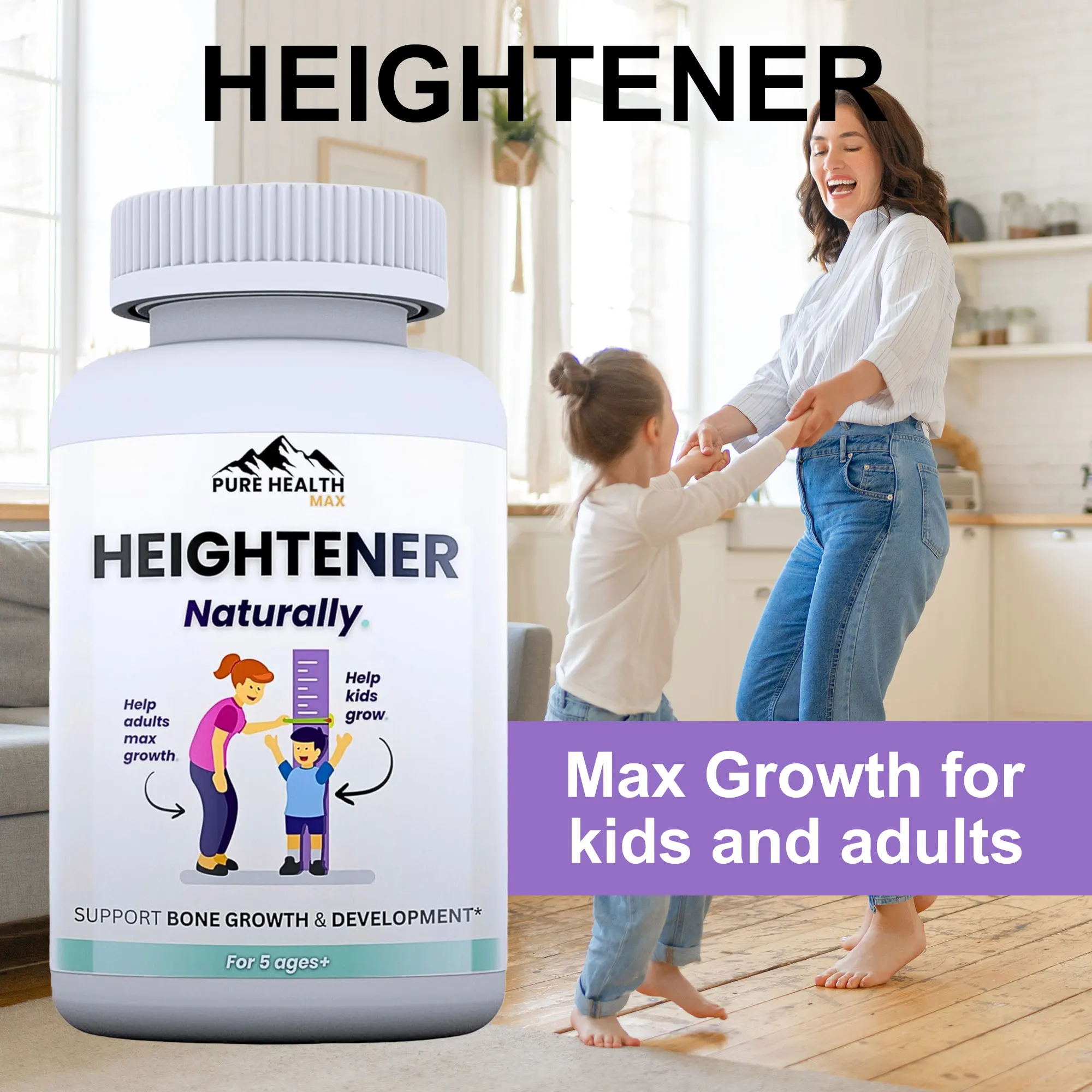 

Height Growth Supplement for Kids - Improves Bone Strength Natural Capsules Promotes Growth Improve Immunity