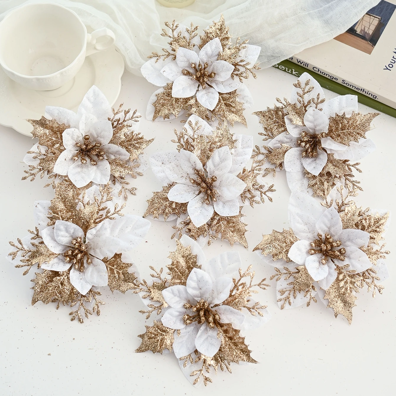 Baby Nursery Decor Ideas - 5/10 STUKS Kunstbloemen Fluweel Kerstboom Bruidsboeket