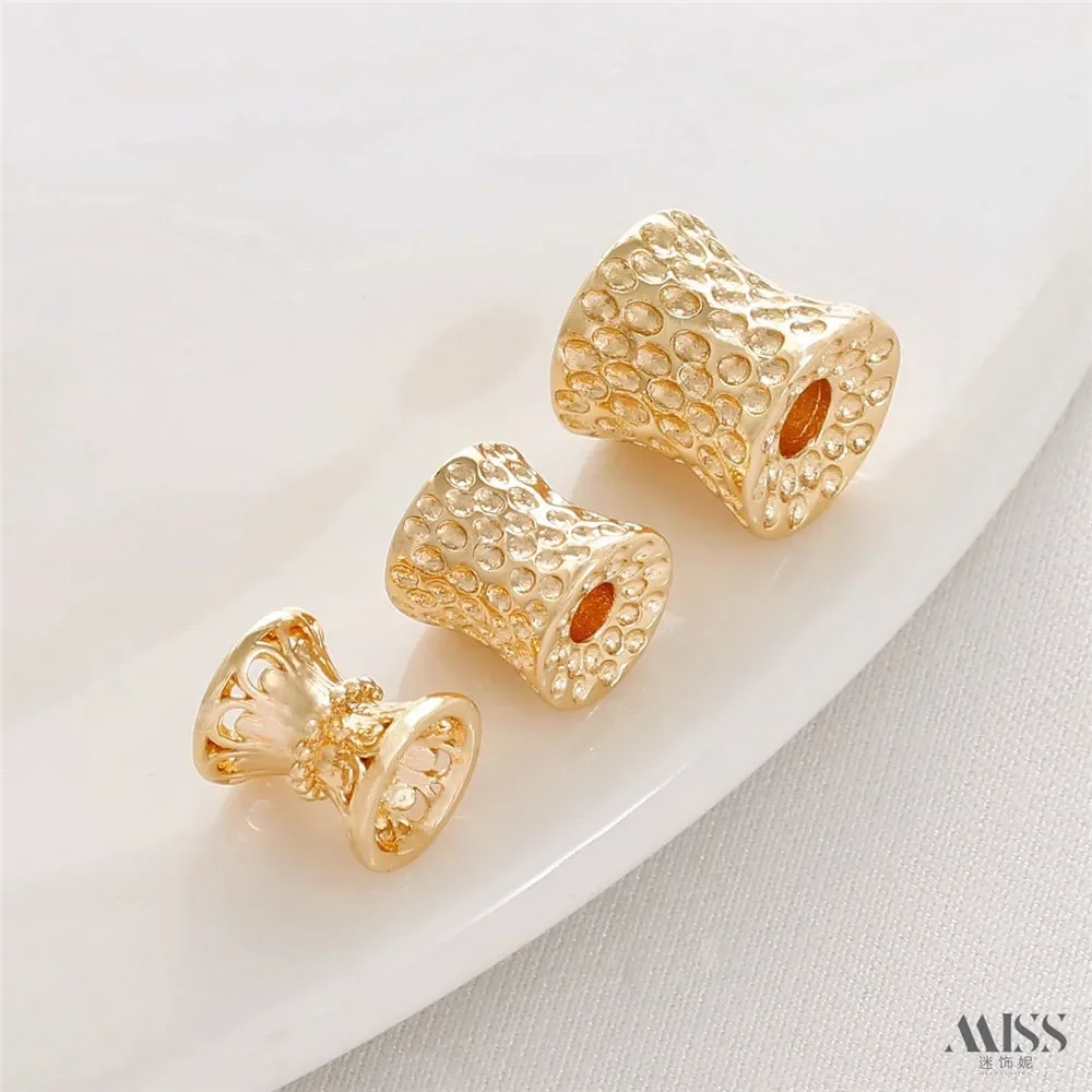 14K Gold-wrapped Color Crater Point Pitting Concave Surface Thin Waist Bead Diy Small Waist Beaded Jewelry Accessories