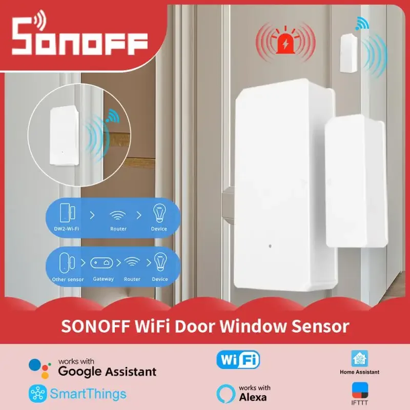

SONOFF DW2 Wi-Fi беспроводной датчик двери, окна, детекторы открытия/закрытия, приложение E-WeLink, уведомление о оповещении, охранная сигнализация для умного дома