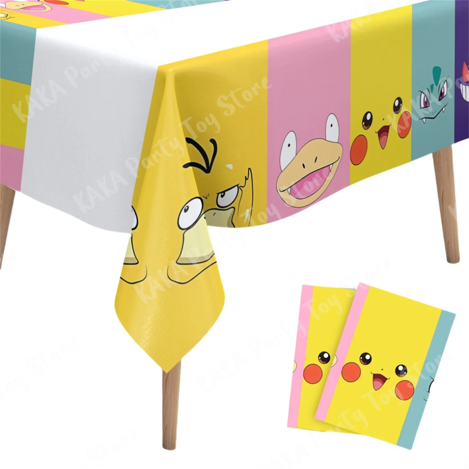 2Pcs Pokemon Pikachu Tablecloth Set Children\'s Party Decoration Charmander Squirtle Bulbasaur Birthday Table Cover Gift Doll Toy