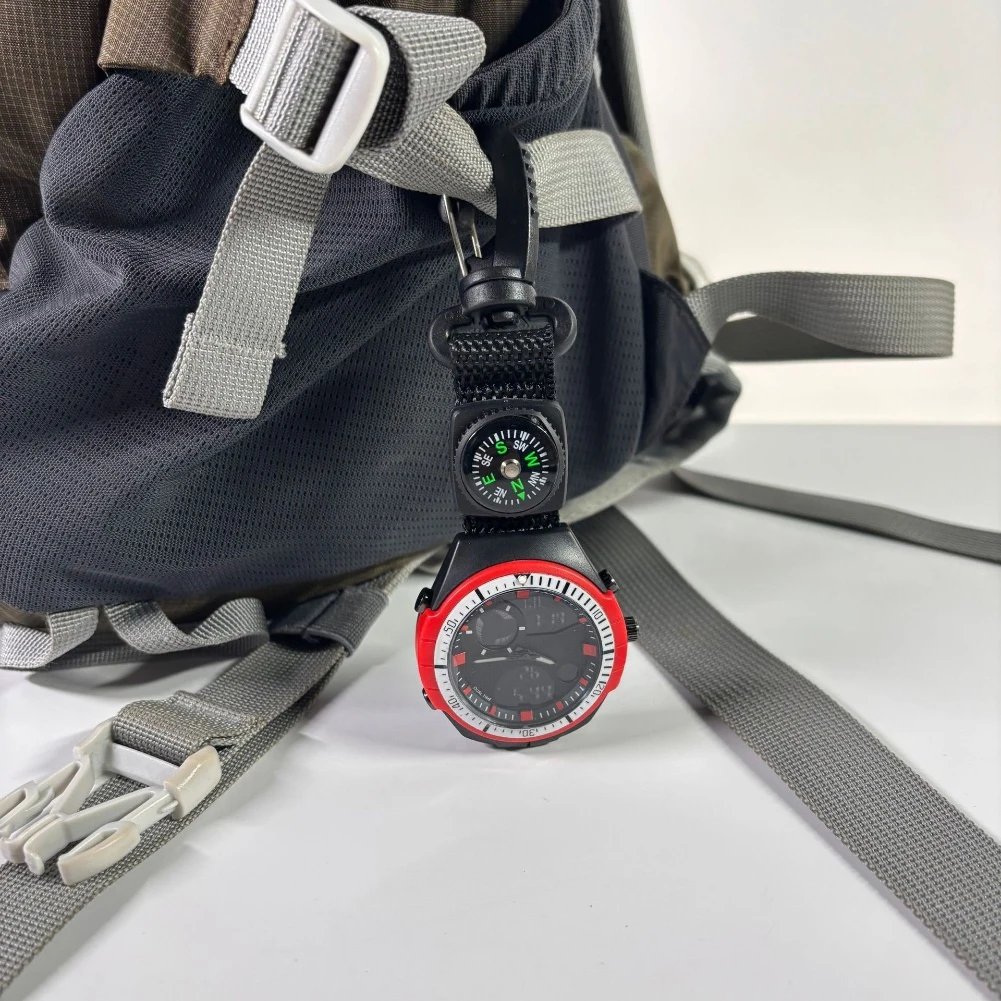 For Camping Gear Carabiner Watch Hiking Camping Multifunctional Stopwatch For Hiking Stepcounter Lanyard Included