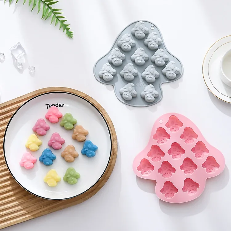 12-hole Mushroom Shape Silicone Mold Fondant Cake Chocolate Mold Ice Cube Cake Mould  Cake Decoration Accessories