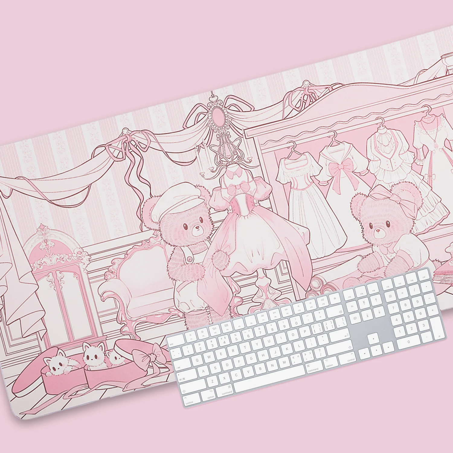 

Original bear large game mouse pad e-sports leather cute desk non-slip cushion PU keyboard