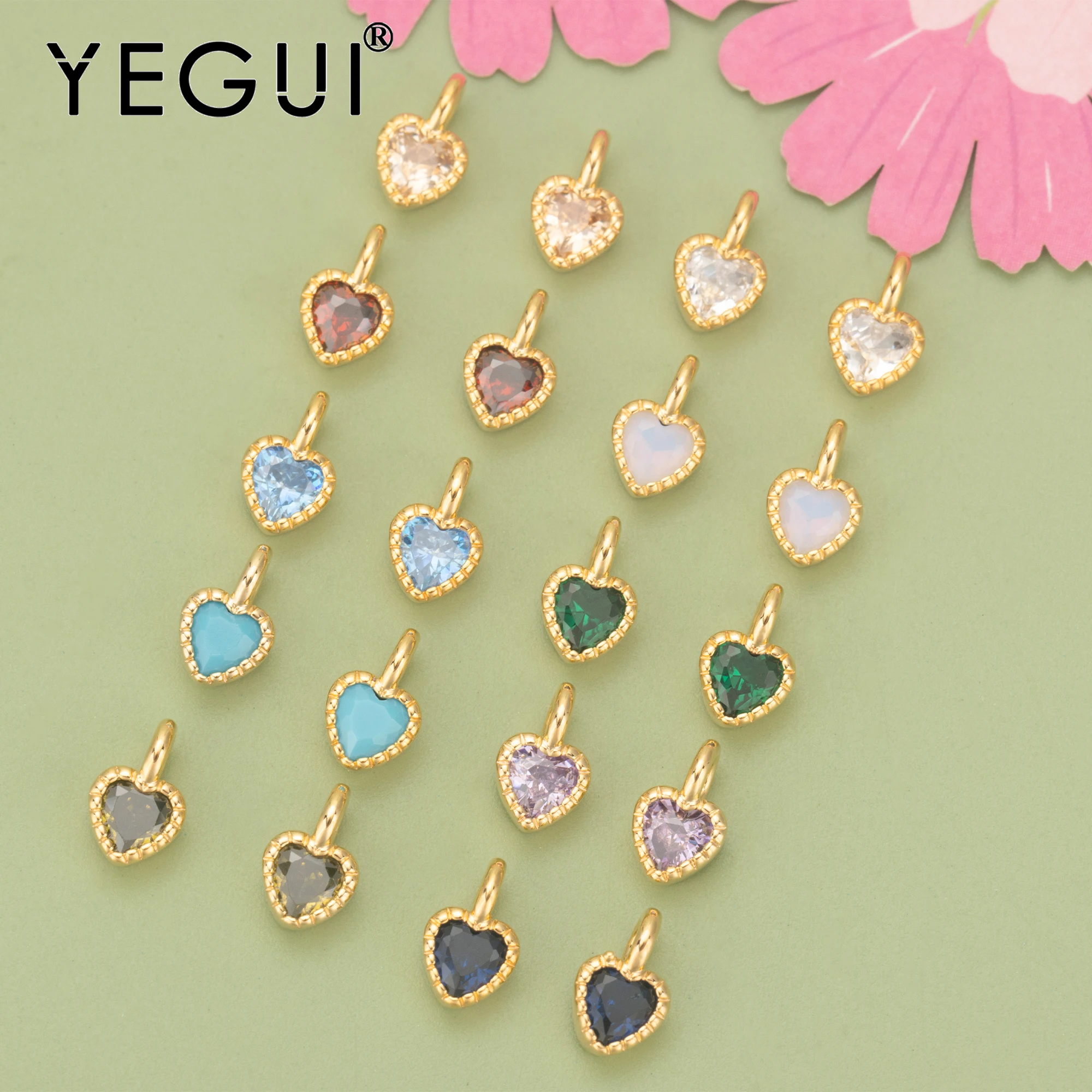 YEGUI-MD25, accesorios de joyería, chapado en rodio de oro de 18k, cobre, circonitas, piedra de la suerte del mes, dijes, colgantes de bricolaje, 6 unidades por lote