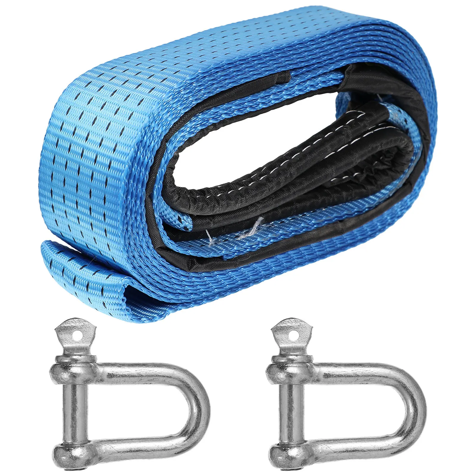 1Set Car Tow Rope High Strength Nylon Towing Strap Emergency Vehicle Recovery Rope Reflective Safety Strap for Night Use