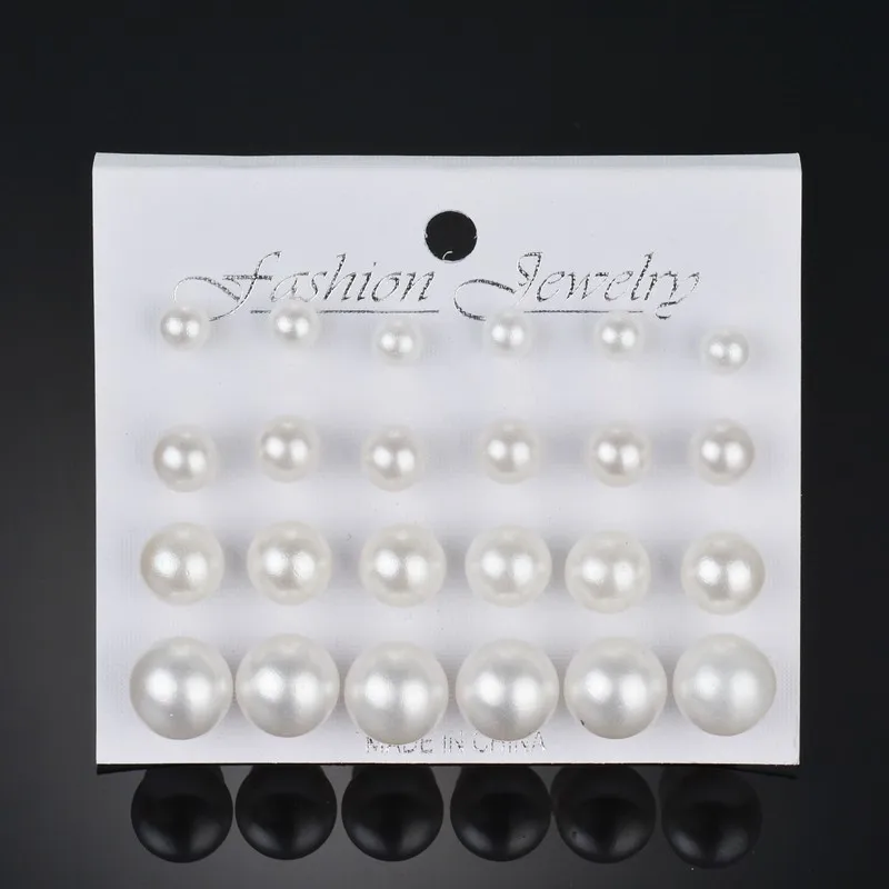 12Pairs White Simulated Pearl Earrings Set For Women Girls Ear Studs Fashion Elegant Stud Earring Wedding Bride Jewelry Gifts image 3