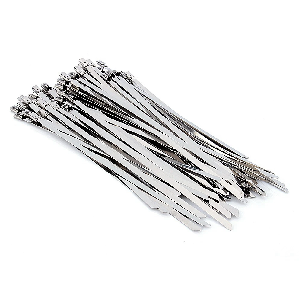 Stainless Steel Multipurpose Self Locking Metal Cable Ties for Machinery Industrial 0.18x0.009x7.87in Cable Ties