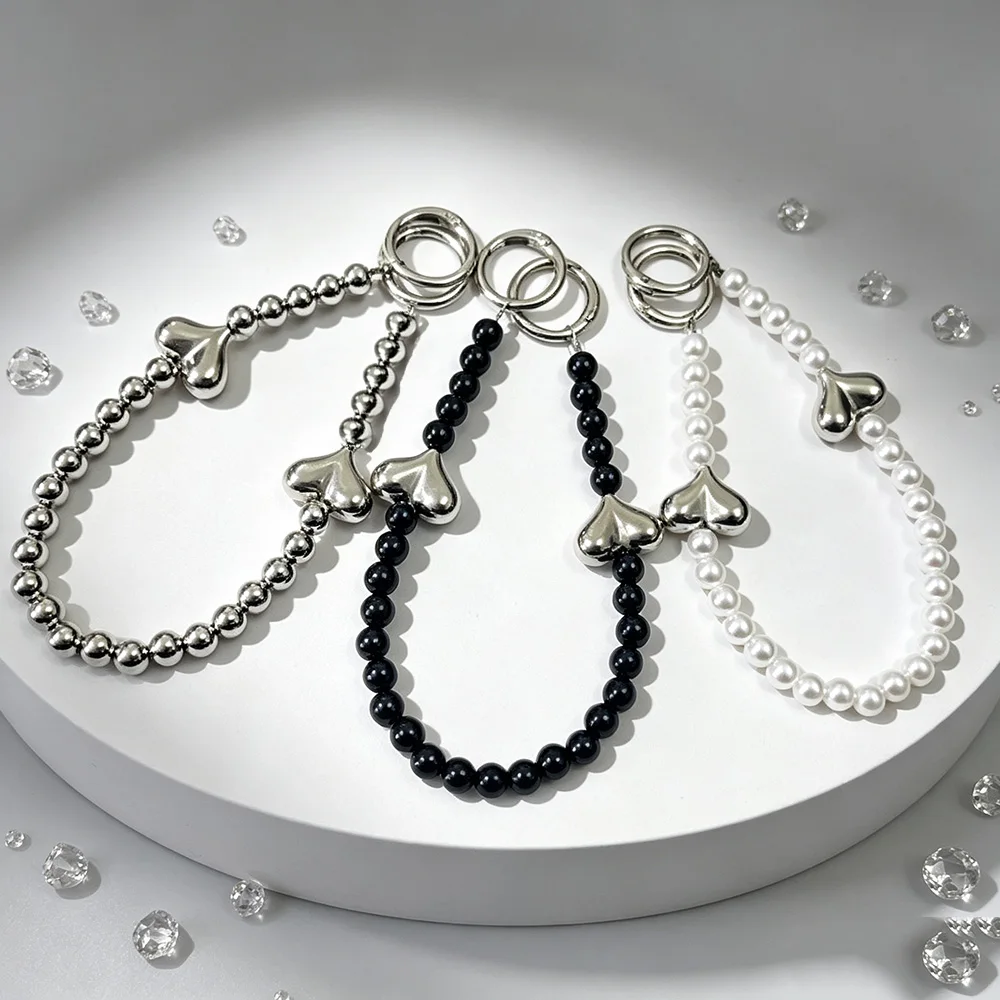 

Fashion Short Hand Strap Phone Charms Keychain Purse Bag Accessory Minimalist Style Beaded Phone Case Hanging Wristlet Lanyard