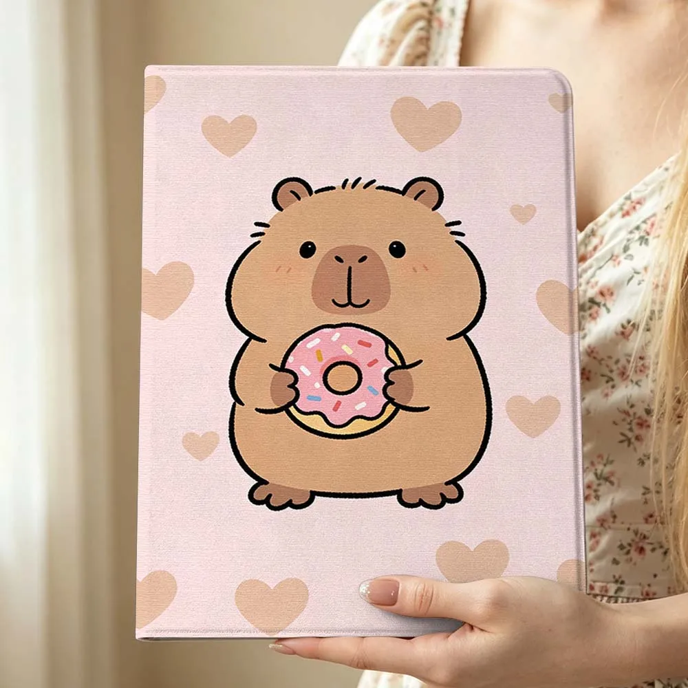 Cartoon Capybara Heart Pen Tray For Huawei MediaPad MatePad Honor Pro V6 9 V8 X9 X 10 13.3 12.3 11 11.5 Inch Tablet Case